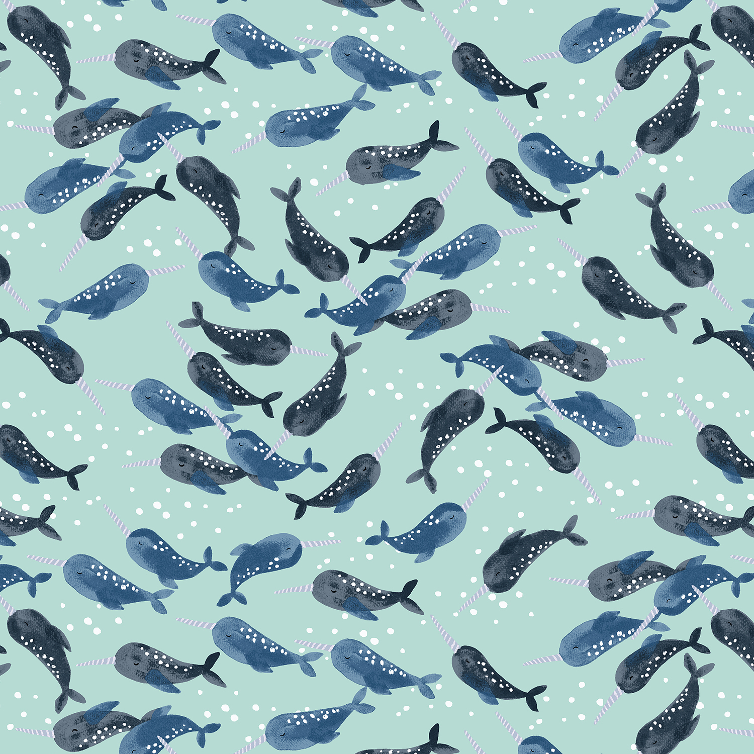Cotton+Steel Fabrics CC403BD1P Cosmic Sea Unicorn of the Sea Blue
