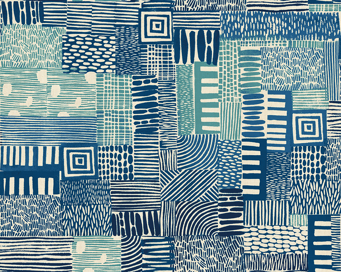 Cotton+Steel Fabrics JE105OC3U Homestead Plots Ocean Unbleached Fabric