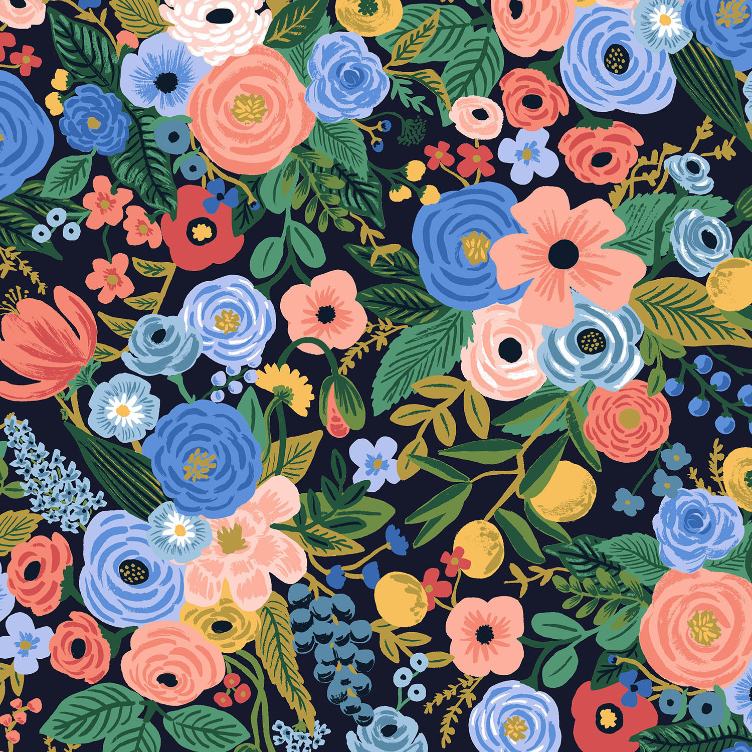 Rifle Paper Co. RP100-NA2 Wildwood Garden Party Navy Fabric