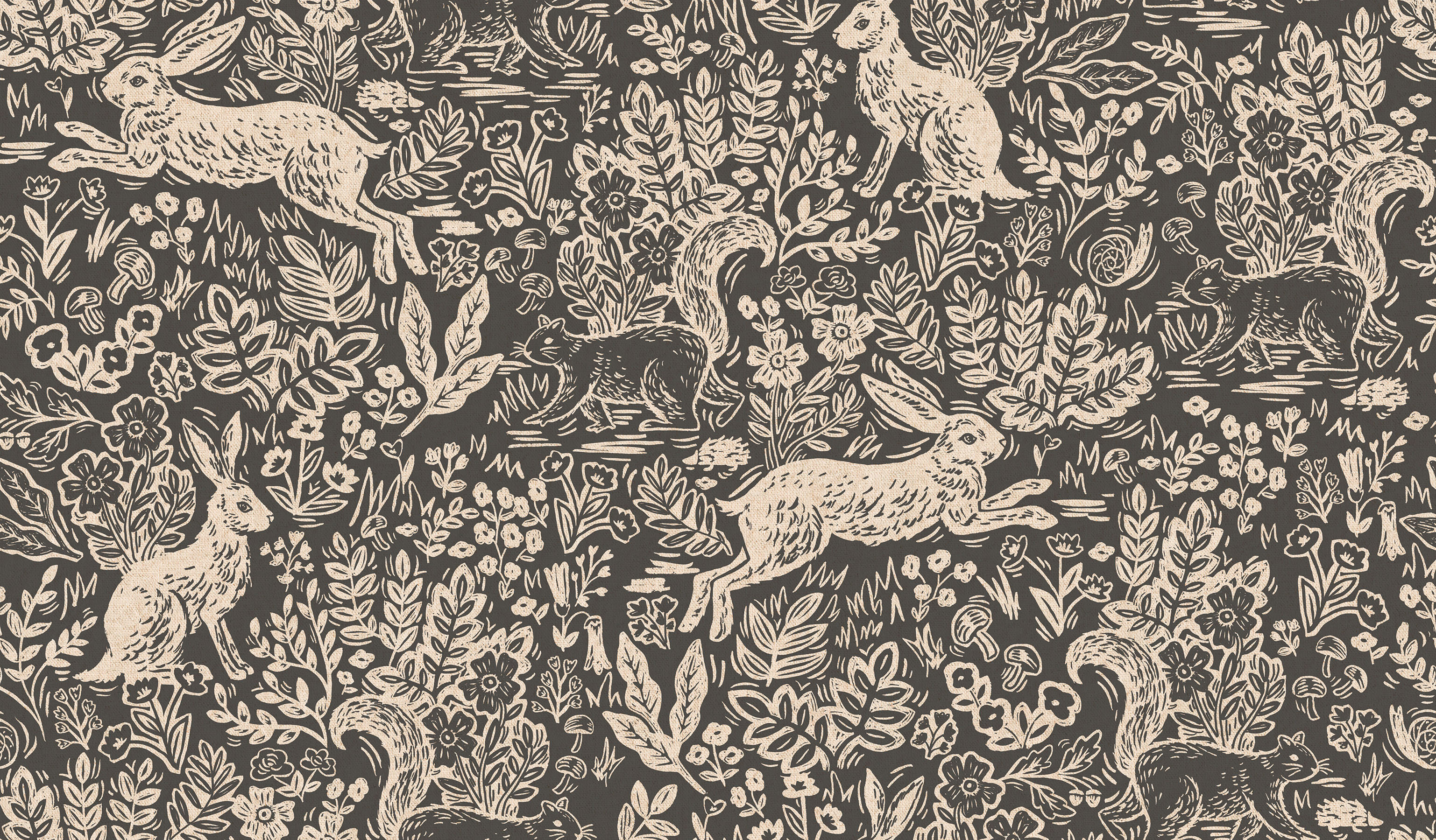 Rifle Paper Co. RP103-GY5C Wildwood Fable Gray Canvas Fabric