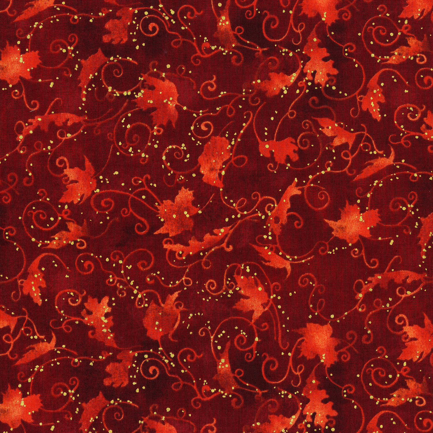 RJR Fabrics 3119-002 Autumn Air Blustery Day Crimson Metallic Fabric