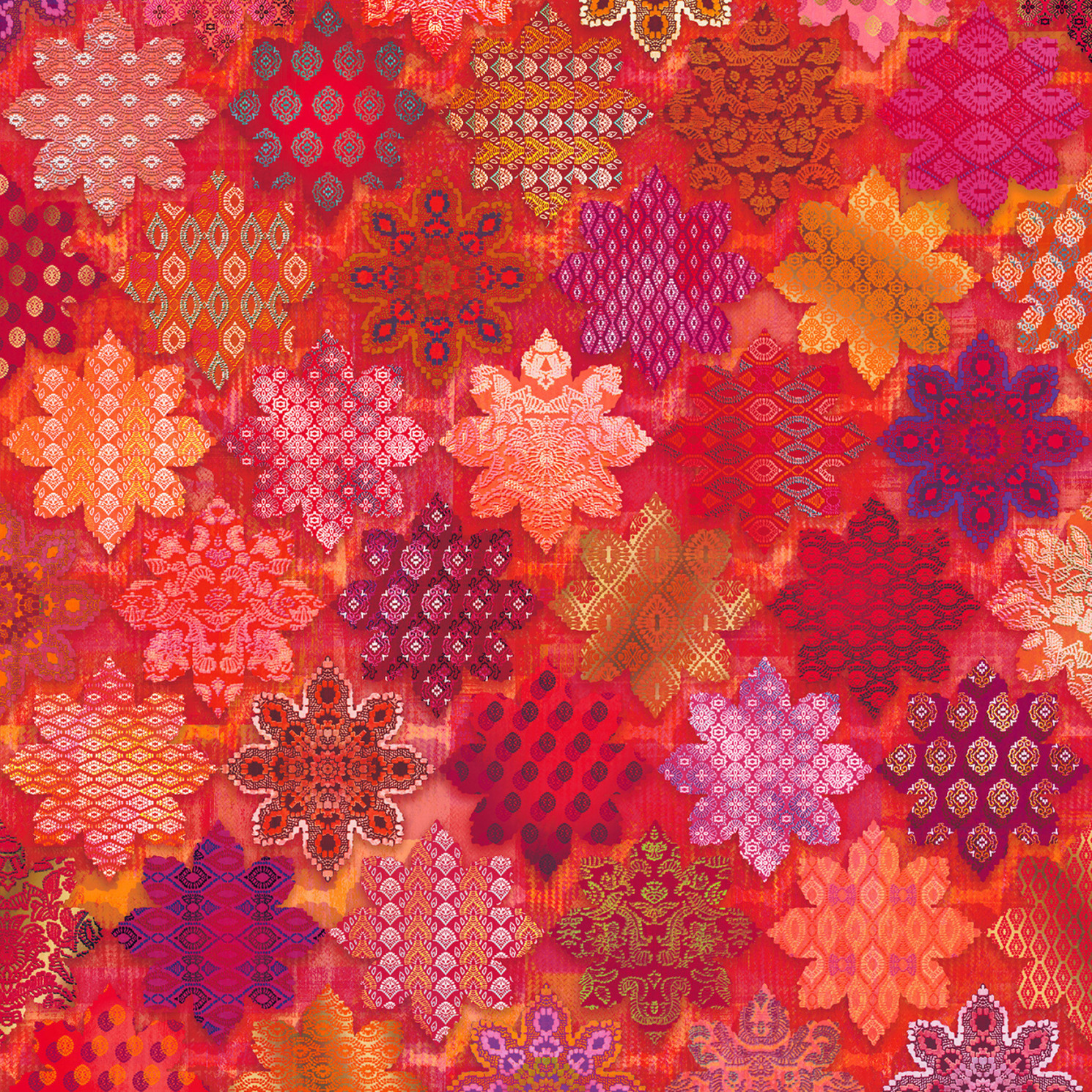 RJR Fabrics RJ1102-RU2D Flourish Tiles Ruby Digiprint Fabric