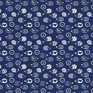 Cotton+Steel Fabrics HO402-NA2 Neko No Yume Nezumi Navy Fabric