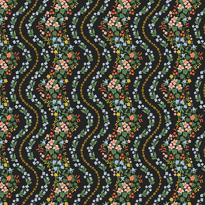 RP1603-BK1M Dahlia Wildwood Vines Black Metallic Fabric