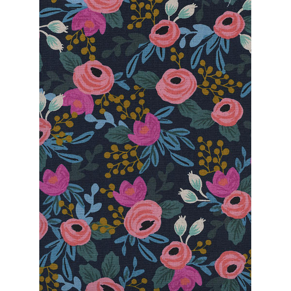 Rifle Paper Co. AB8012-022 Menagerie Rosa Navy Canvas Fabric